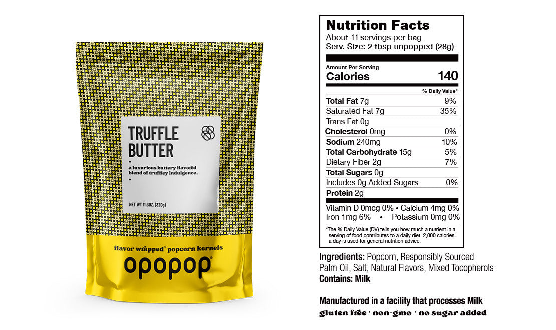Truffle Butter Flavor Wrapped Popcorn Kernels Opopop